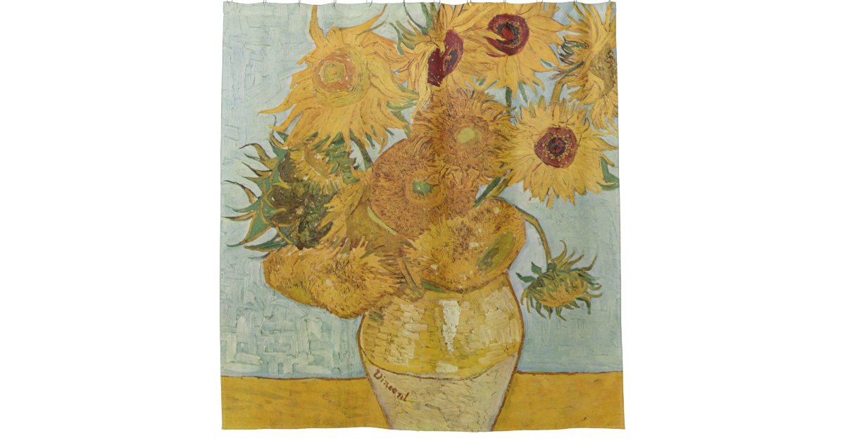 Vintage Van Gogh Sunflowers Art Shower Curtain | Zazzle