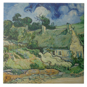 Vintage Van Gogh Thatched Cottages At Cordeville Ceramic Tile