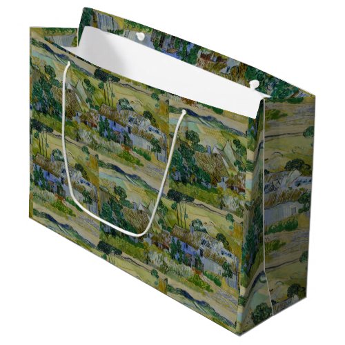 Vintage Van Gogh Thatched Cottages By A Hill Large Gift Bag