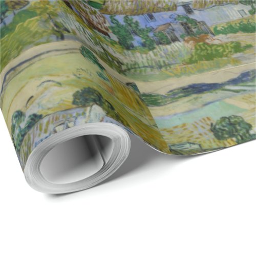 Vintage Van Gogh Thatched Cottages By A Hill Wrapping Paper