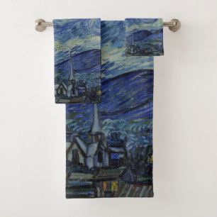 Vintage Van Gogh The Starry Night Bath Towel Set