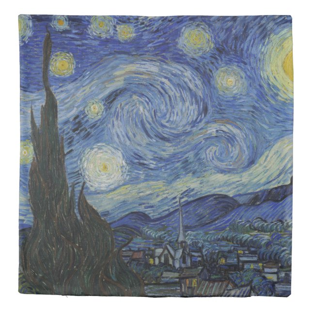 Vintage Van Gogh The Starry Night Duvet Cover (Back)