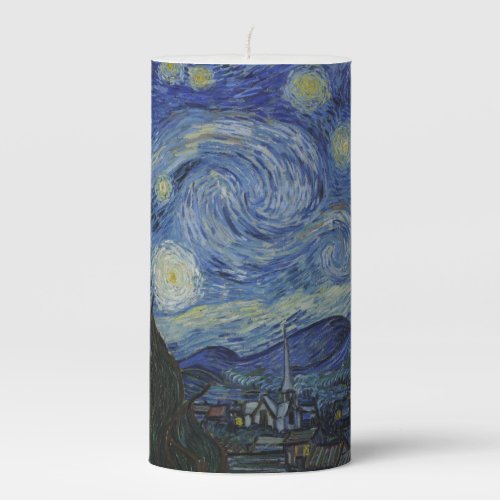 Vintage Van Gogh The Starry Night Pillar Candle