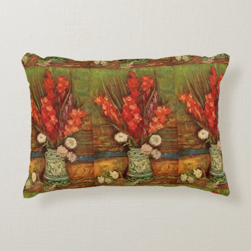 Vintage Van Gogh Vase with Red Gladioli  Accent Pillow