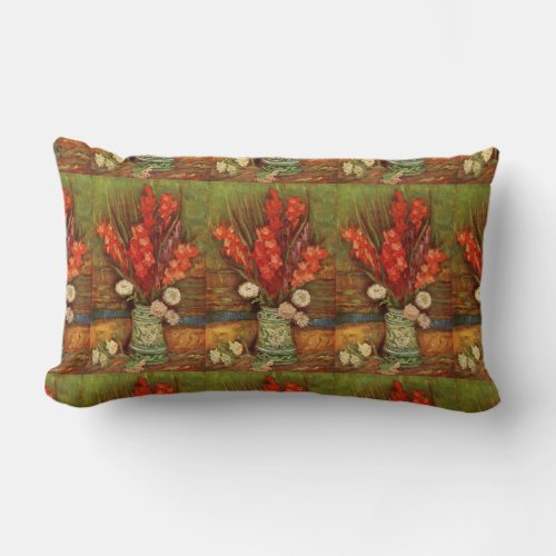 Vintage Van Gogh Vase with Red Gladioli  Lumbar Pi Lumbar Pillow