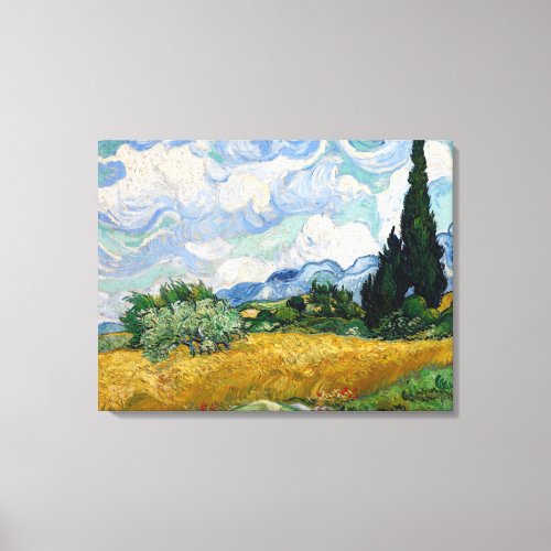 Vintage Van Gogh Wheat Field with Cypresses Canvas Print