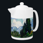 Vintage Van Gogh Wheat Field with Cypresses Teapot<br><div class="desc">Incorporated in the design on this product is an appealing print of "Wheat Field with Cypresses" an oil on canvas painting created in 1890 by Vincent van Gogh. Vincent van Gogh (1853 – 1890) was a Dutch Post-Impressionist painter who in just over a decade created approximately 2, 100 paintings including...</div>
