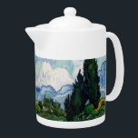 Vintage Van Gogh Wheat Field with Cypresses Teapot<br><div class="desc">Incorporated in the design on this product is an appealing print of "Wheat Field with Cypresses" an oil on canvas painting created in 1890 by Vincent van Gogh. Vincent van Gogh (1853 – 1890) was a Dutch Post-Impressionist painter who in just over a decade created approximately 2, 100 paintings including...</div>