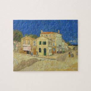 Vintage Van Gogh Yellow House Blue Sky Painting Jigsaw Puzzle