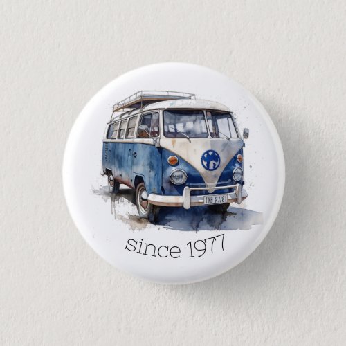 Vintage Van in Delft Blue customizable Button