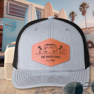 Vintage Van Life Surfer Crew Leather Patch Hat