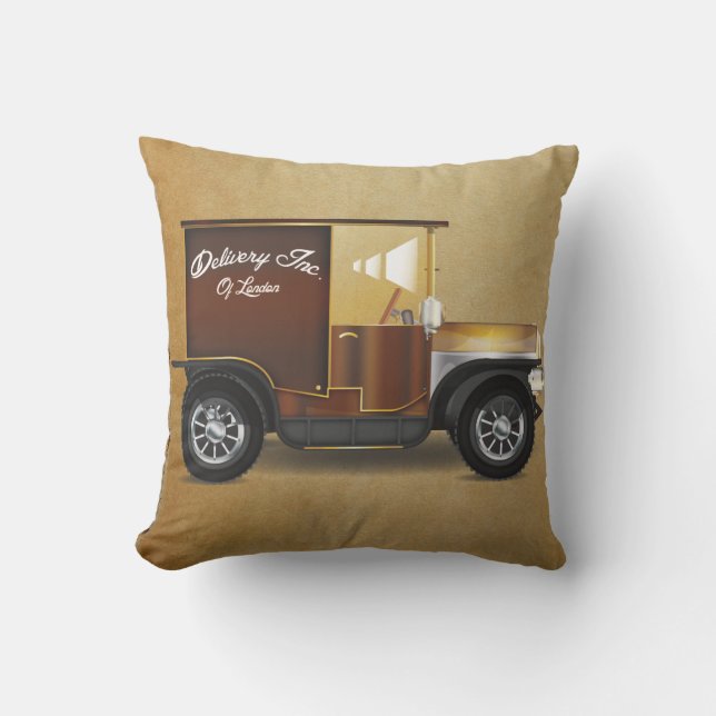 Vintage Van Throw Pillow (Front)
