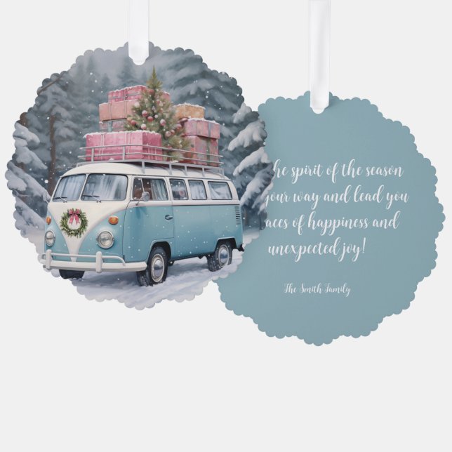 Vintage Vanagon Holiday Trip Ornament (Front/Back)