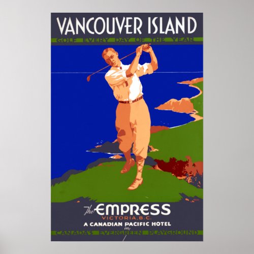 Vintage Vancouver Island Canada Travel Poster