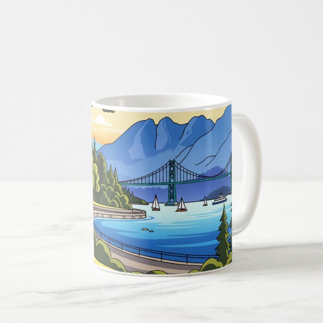 Vintage Vancouver Stanley Park Canada Travel Coffee Mug (Front Right)