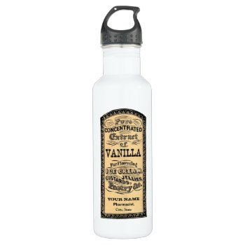 Vintage Vanilla Apothecary Label  Customized Water Bottle by JoyMerrymanStore at Zazzle