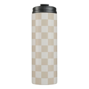 Vintage Vanilla White coffee cream checkered chess Thermal Tumbler