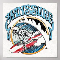 Vintage Vans Surf Shop Poster w Skeleton on a Zazzle