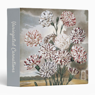Vintage Variegated Carnation Flowers with Grey Sky 3 Ring Binder