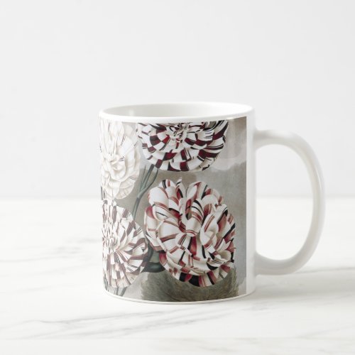 Vintage Variegated Carnation Flowers with Grey Sky Coffee Mug