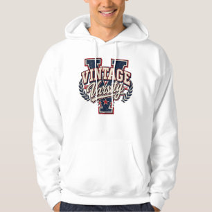 Vintage Varsity Distressed Block Letter V Hoodie