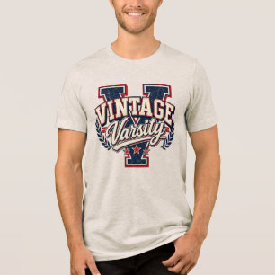 Vintage Varsity Distressed Block Letter V Tri-Blend Shirt