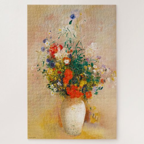 Vintage Vase of Flowers 1906 by Odilon Redon Jigsaw Puzzle