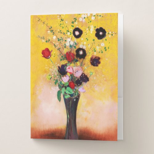 Vintage Vase of Flowers by Odilon Redon Pocket Folder