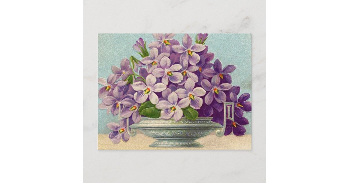 Purple Vintage Flower Postcards
