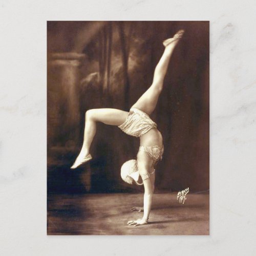 Vintage Vaudeville Circus Handstand Dancer Postcard