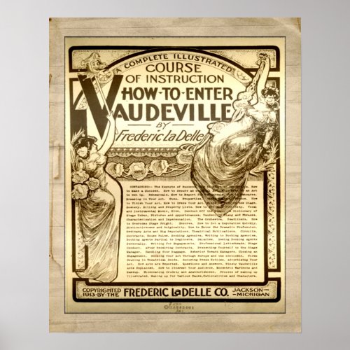Vintage Vaudeville Instruction Course Advertising Poster