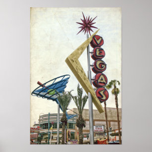 Canvas Painting, Las Vegas Old Strip Scene, Retro Travel Poster