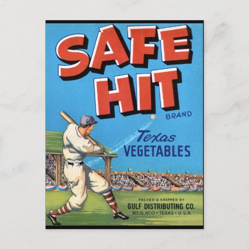 Vintage Vegetable Advertisement Safe Hit Postcard