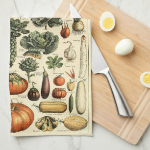 Vintage Vegetable Art by Adolphe Millot Pattern Kitchen Towel