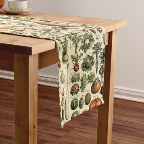 Vintage Vegetable Art by Adolphe Millot Pattern Short Table Runner