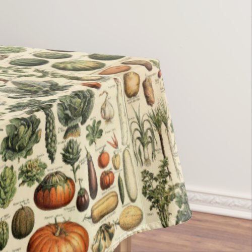 Vintage Vegetable Art by Adolphe Millot Pattern Tablecloth