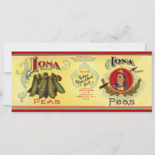 Vintage Vegetable Can Label Art, Iona Brand Peas