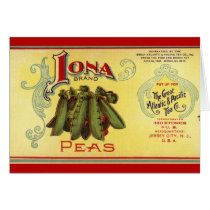 Vintage Vegetable Can Label Art, Iona Brand Peas