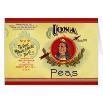 Vintage Vegetable Can Label Art, Iona Brand Peas