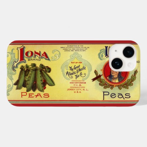 Vintage Vegetable Can Label Art Iona Brand Peas Case_Mate iPhone 14 Case