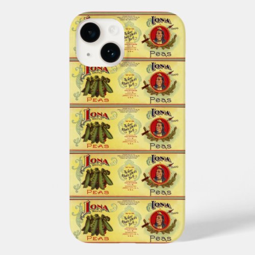 Vintage Vegetable Can Label Art Iona Brand Peas Case_Mate iPhone 14 Case
