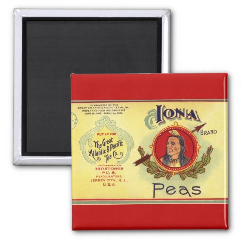 Vintage Vegetable Can Label Art Iona Brand Peas Magnet
