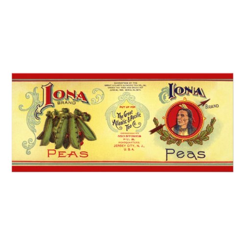 Vintage Vegetable Can Label Art Iona Brand Peas Rack Card