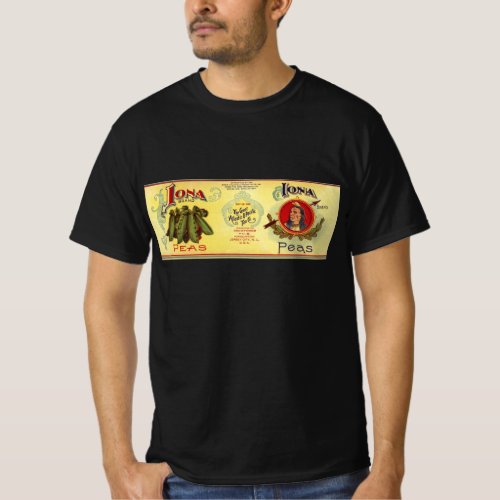 Vintage Vegetable Can Label Art Iona Brand Peas T_Shirt