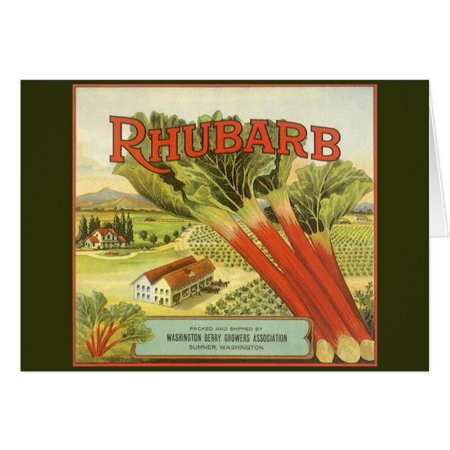 Vintage Vegetable Can Label Art, Rhubarb Farm (Front Horizontal)