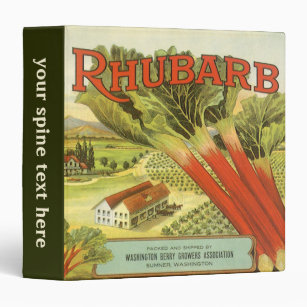 Vintage Vegetable Can Label Art, Rhubarb Farm Binder