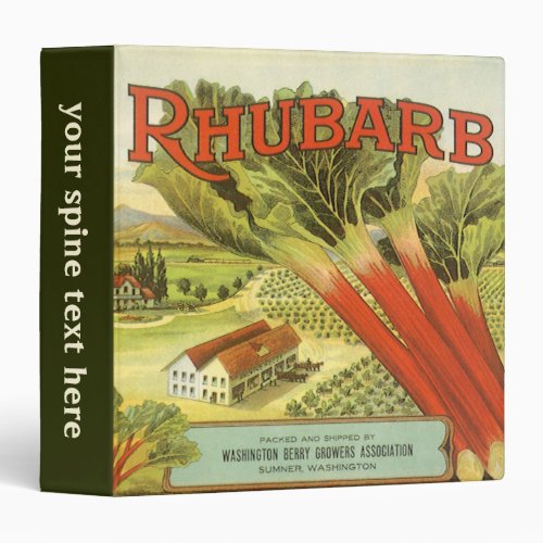 Vintage Vegetable Can Label Art Rhubarb Farm Binder