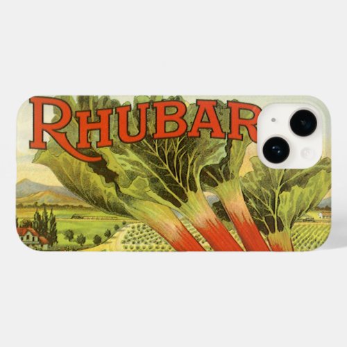 Vintage Vegetable Can Label Art Rhubarb Farm Case_Mate iPhone 14 Case