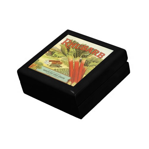 Vintage Vegetable Can Label Art Rhubarb Farm Gift Box