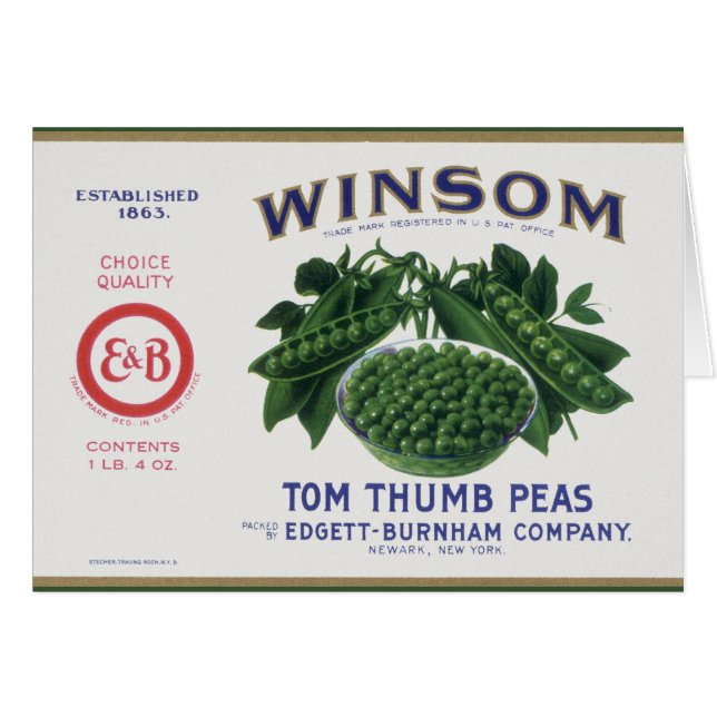 Vintage Vegetable Can Label Art, Winsom Peas (Front Horizontal)